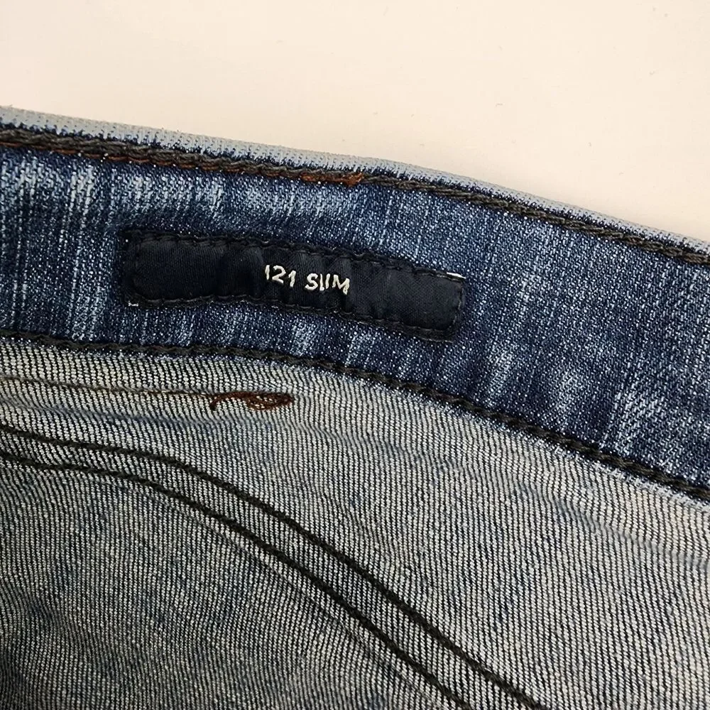 Lucky Brand 121 Slim Jeans Men's Size 38x34 Straight Leg Medium‎ Wash Blue Denim